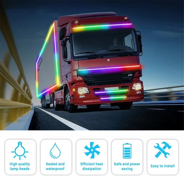 2.4m 24V Van DRL Running Lamp Truck Exterior Decoration LED Strip for Car RGB Ambient Light Bar - 3