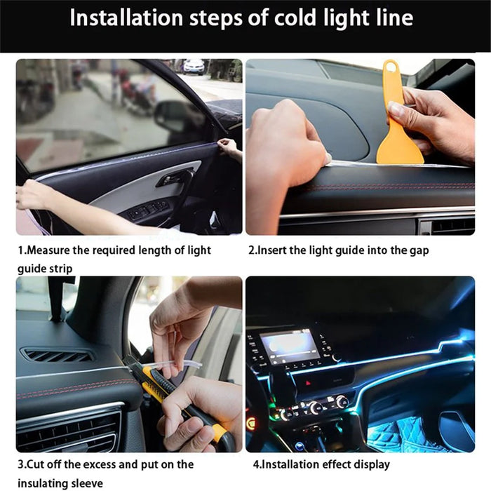 5m USB Car Interior EL Strip Light for Car Decoration Ambient Light Glowing Rope Lights with Driver - Orange - 5