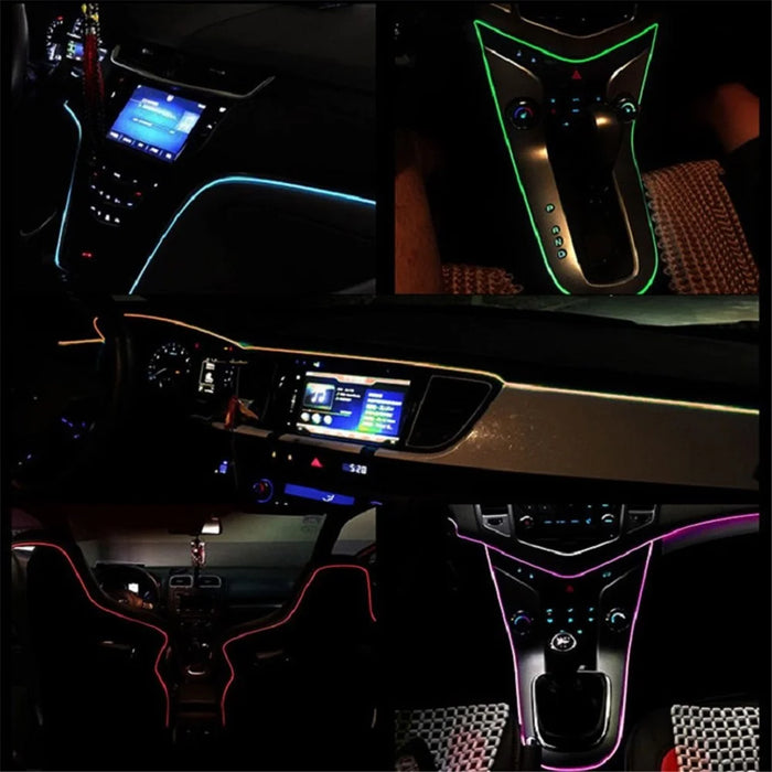 5m USB Car Interior EL Strip Light for Car Decoration Ambient Light Glowing Rope Lights with Driver - Orange - 6
