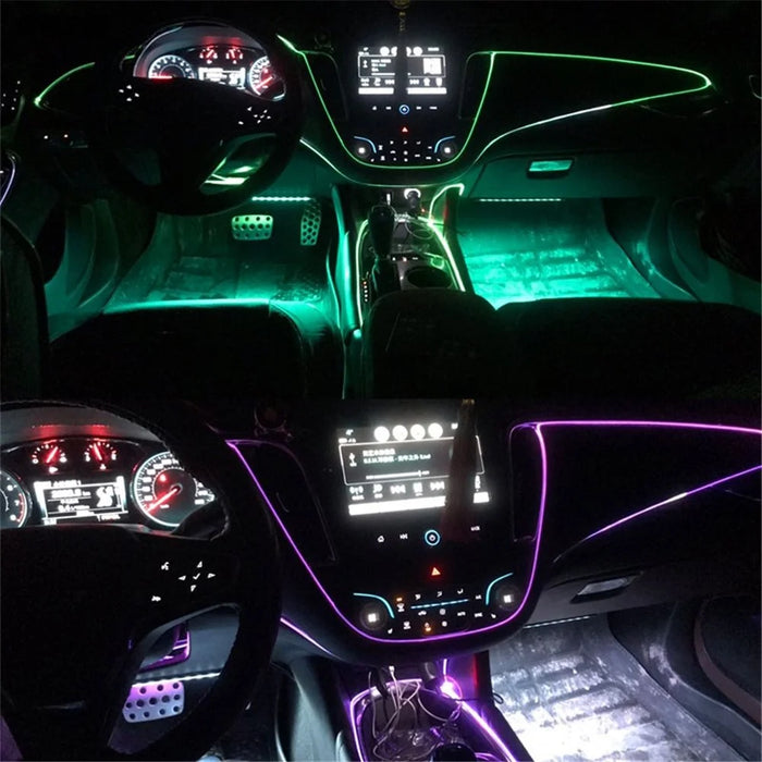 5m USB Car Interior EL Strip Light for Car Decoration Ambient Light Glowing Rope Lights with Driver - Orange - 7