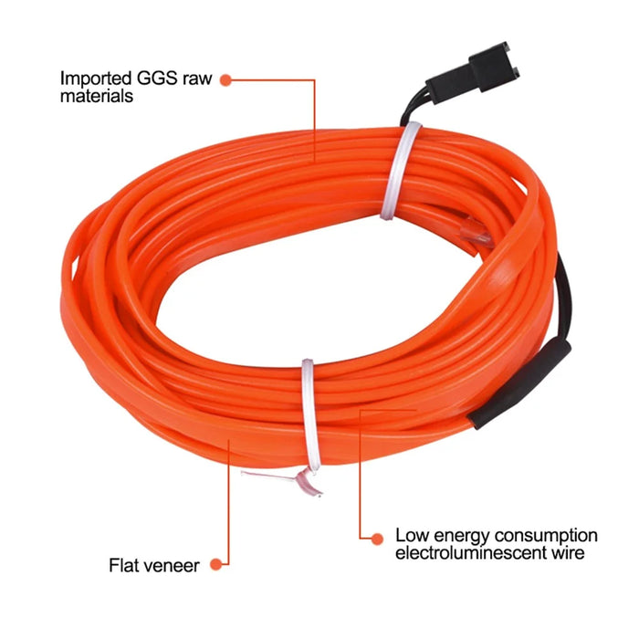 5m Cigarette Lighter EL Strip Light for Car Decoration Ambient Lights Glowing Rope Light with Driver - Orange - 4