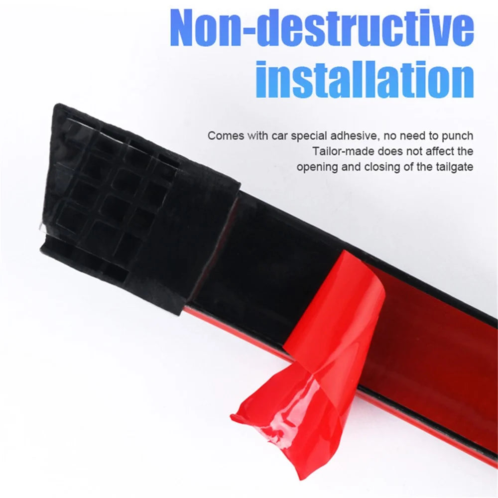 Carbon Fiber PVC Car Rear Spoiler Tailgate LED Light Bar Running Turn Signal Brake Taillight Strip - 4