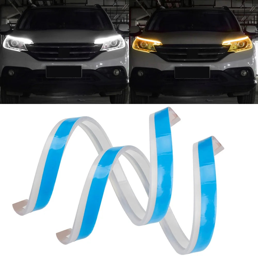 2Pcs 60cm Cuttable 12V Car DRL Flexible LED Strip Daytime Running Light Waterproof Turn Signal Light - White / Yellow - 1