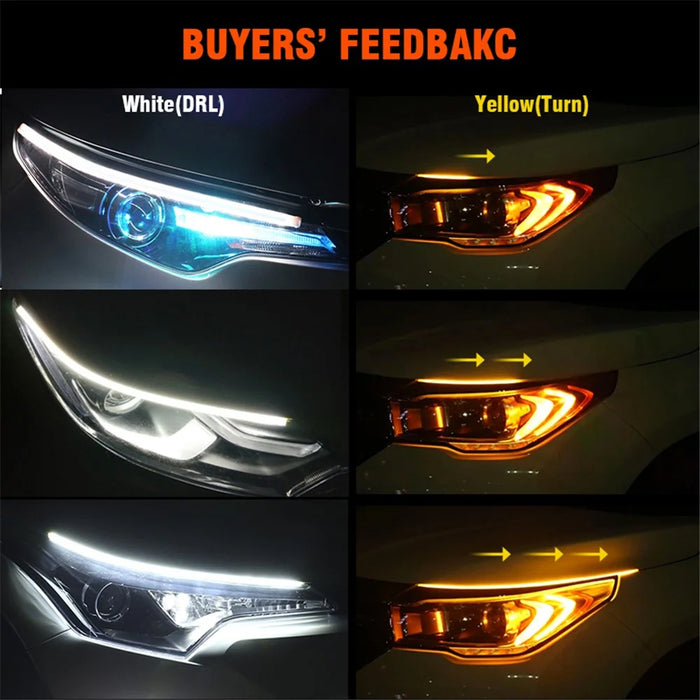 2Pcs 60cm Cuttable 12V Car DRL Flexible LED Strip Daytime Running Light Waterproof Turn Signal Light - White / Yellow - 4