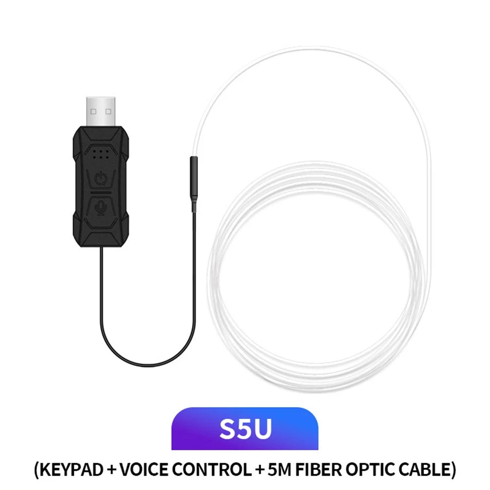 S5U 5m S-Series Multi-color RGB LED Strip Light Flexible Fiber Optic Car Interior USB Atmosphere Lamp - 2