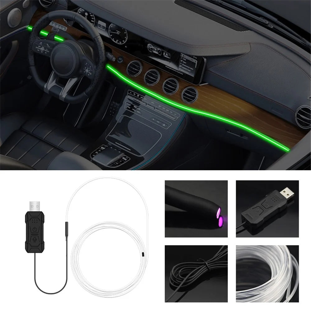 S5U 5m S-Series Multi-color RGB LED Strip Light Flexible Fiber Optic Car Interior USB Atmosphere Lamp - 6