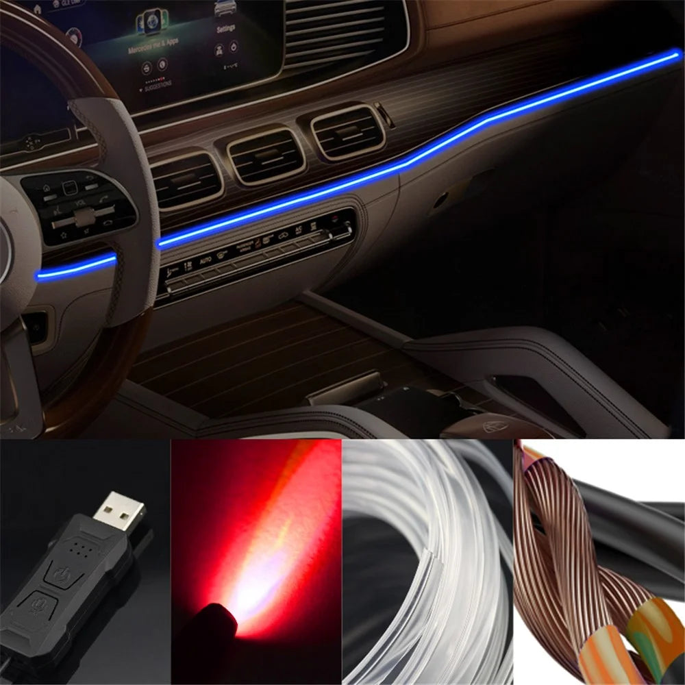 S5U 5m S-Series Multi-color RGB LED Strip Light Flexible Fiber Optic Car Interior USB Atmosphere Lamp - 7