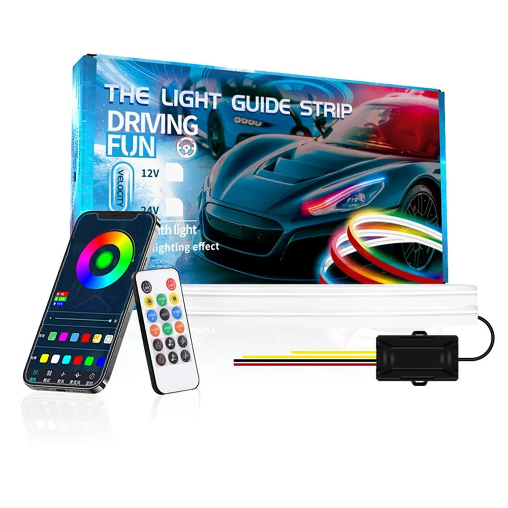 DR60 1-to-2 12V RF Car Driving Lights Bar APP Control LED Strip Lights Starter Scan Daytime Car Colorful Turn Signal - 2