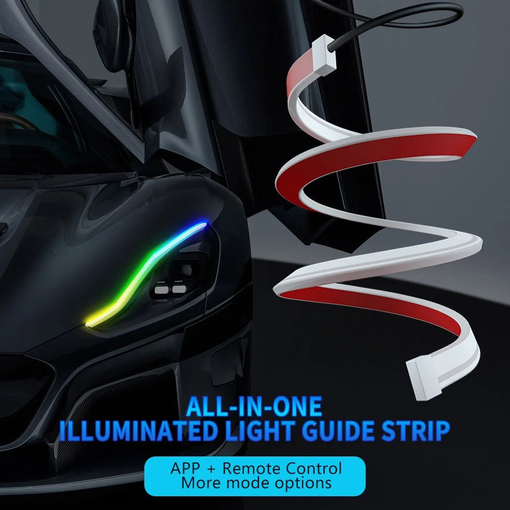 DR60 1-to-2 12V RF Car Driving Lights Bar APP Control LED Strip Lights Starter Scan Daytime Car Colorful Turn Signal - 4