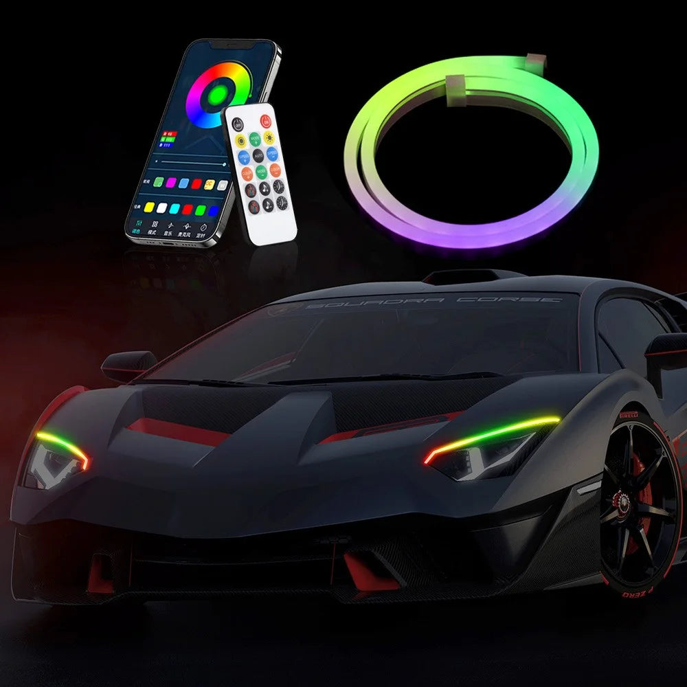 DR60 1-to-2 12V RF Car Driving Lights Bar APP Control LED Strip Lights Starter Scan Daytime Car Colorful Turn Signal - 5