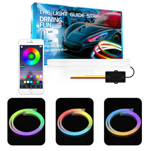 DR60 1-to-2 12V Car Headlight Decorated Lights Bar APP Control LED Strip Lights Starter Scan Daytime Car Colorful Turn Signal Lamp - 1