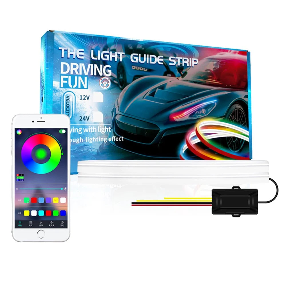 DR60 1-to-2 12V Car Headlight Decorated Lights Bar APP Control LED Strip Lights Starter Scan Daytime Car Colorful Turn Signal Lamp - 2