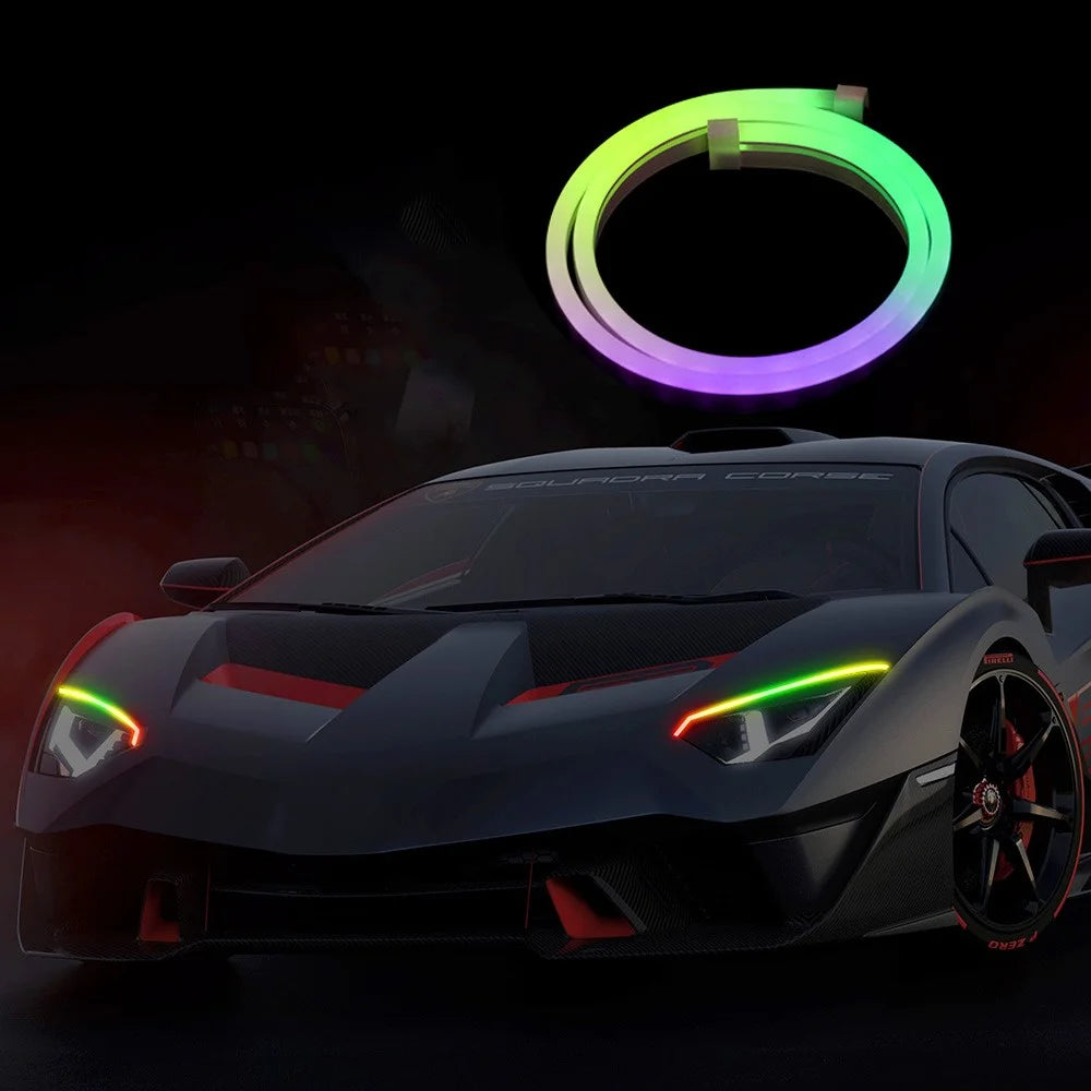 DR60 1-to-2 12V Car Headlight Decorated Lights Bar APP Control LED Strip Lights Starter Scan Daytime Car Colorful Turn Signal Lamp - 5