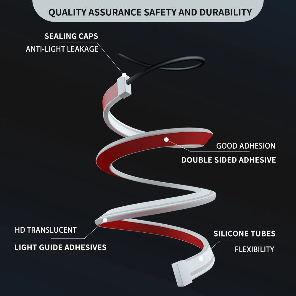 DR60 1-to-2 12V Car Headlight Decorated Lights Bar APP Control LED Strip Lights Starter Scan Daytime Car Colorful Turn Signal Lamp - 6