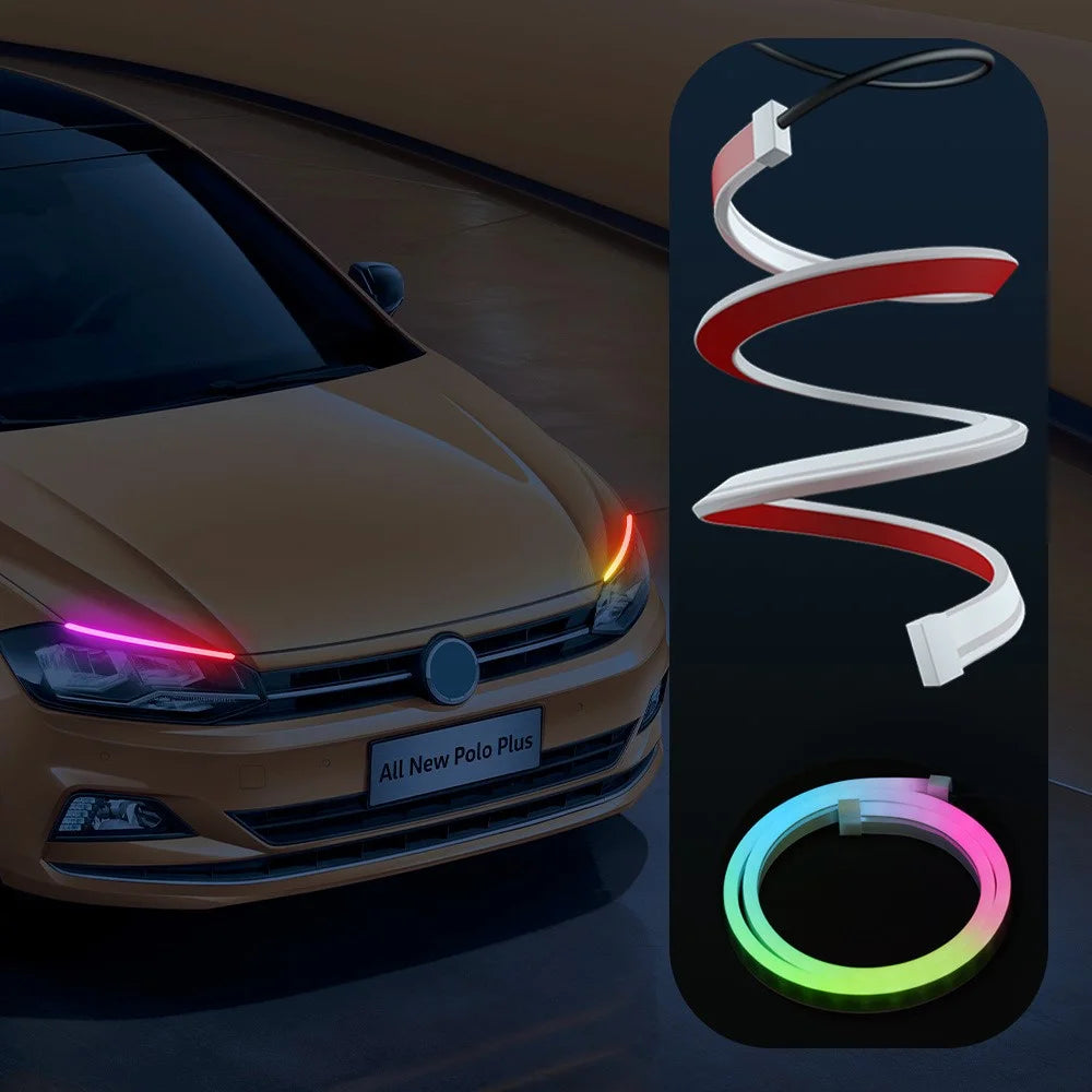 DR60 1-to-2 12V Car Headlight Decorated Lights Bar APP Control LED Strip Lights Starter Scan Daytime Car Colorful Turn Signal Lamp - 7