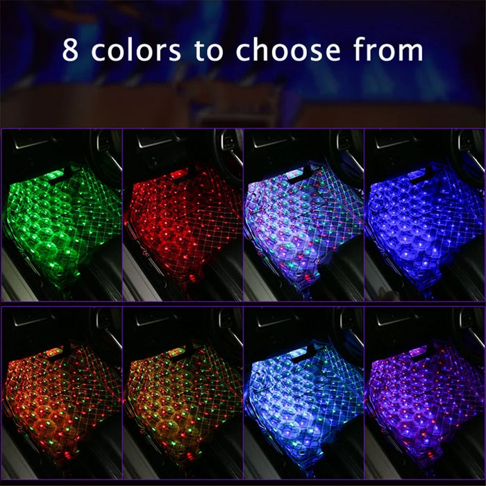 DX4U 4-LEDs USB Port Car Footwell Light Strip Sound-activated 8 Colors Atmosphere Light - 2