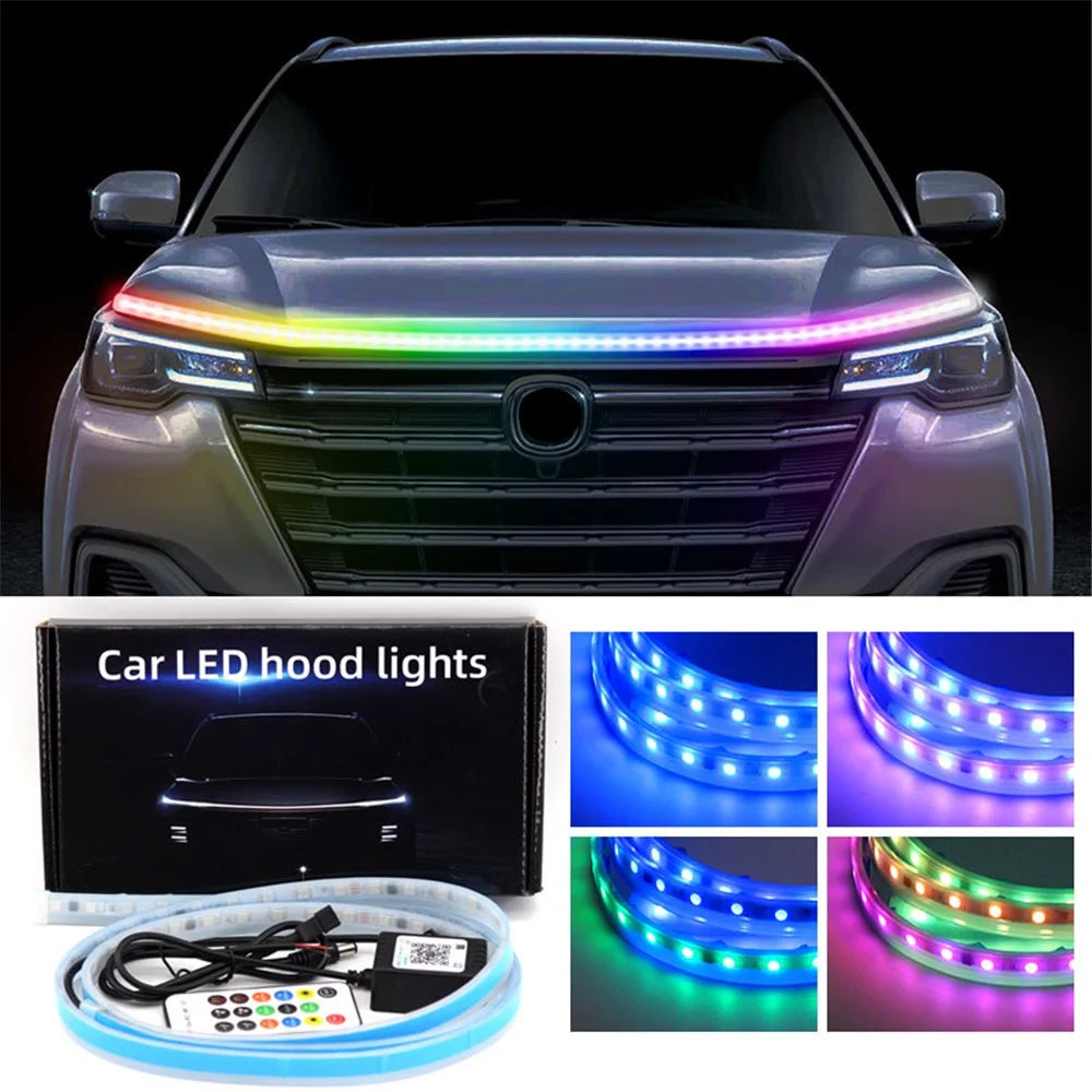 JG02 150cm Car LED Hood Light Strip Waterproof Daytime Running Light 12V Phantom Dynamic Decorative Atmosphere Lamp - 2