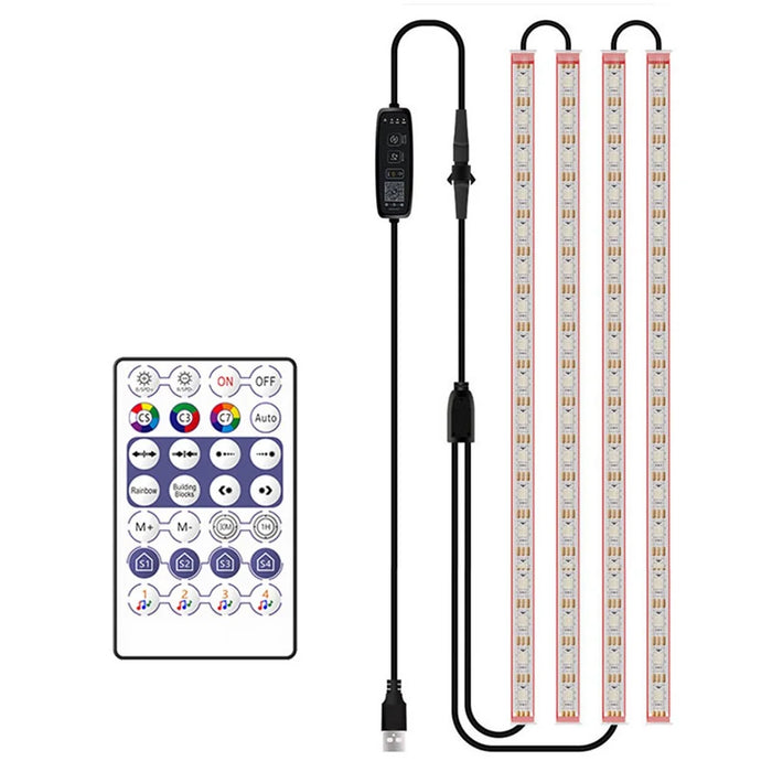 N2U-72 4Pcs Car 72LED Underglow Light Multi-color Bluetooth-compatible APP Control USB Car Decorative Lamp Underbody LED Strip Lights - 1