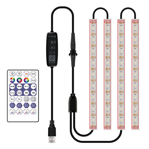 N2U-36 4Pcs Car Underglow 36LED Strip Lights USB Music Atmosphere Neon Accent Lights Car Decorative Lamp - 1