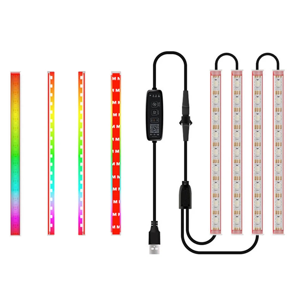 N2U-36 4Pcs Car Underglow 36LED Strip Lights USB Music Atmosphere Neon Accent Lights Car Decorative Lamp - 5