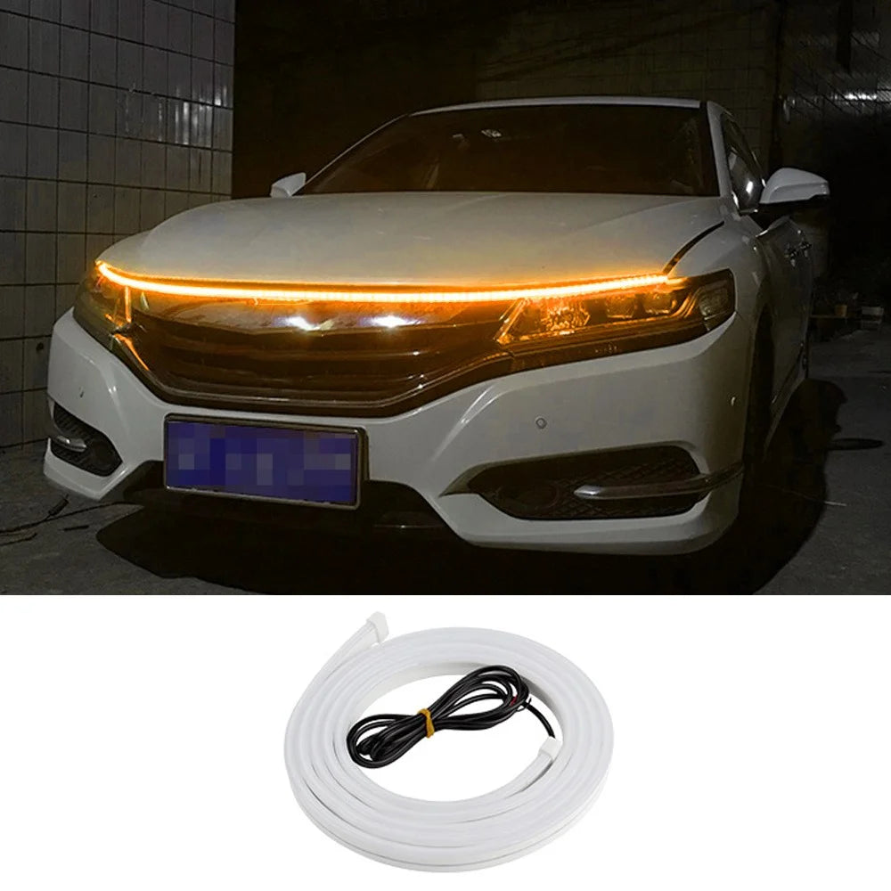 1.2m Car Hood PVC Silicone Flexible Decorative Light Super Bright Waterproof DRL Light Strip - Yellow - 1