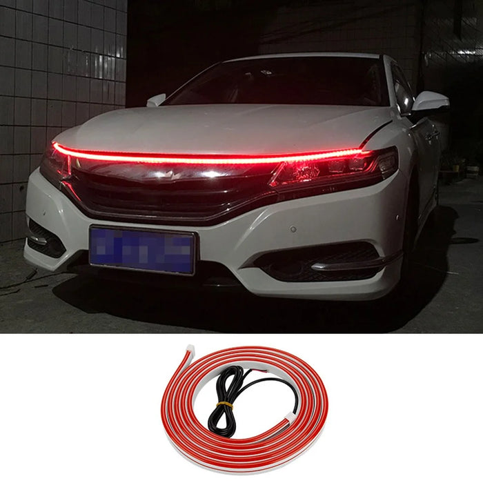 1.5m Car Hood PVC Silicone Waterproof DRL Light Strip Super Bright Flexible Decorative Light - Red - 1