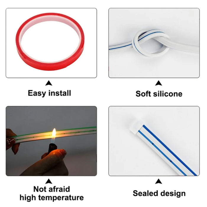 1.5m Car Hood PVC Silicone Waterproof DRL Light Strip Super Bright Flexible Decorative Light - Red - 5