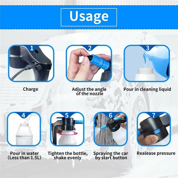 1.5L Electric Watering Can PP + PE Car Washing Foam Booster Pot High Pressure Washing Tool - 5