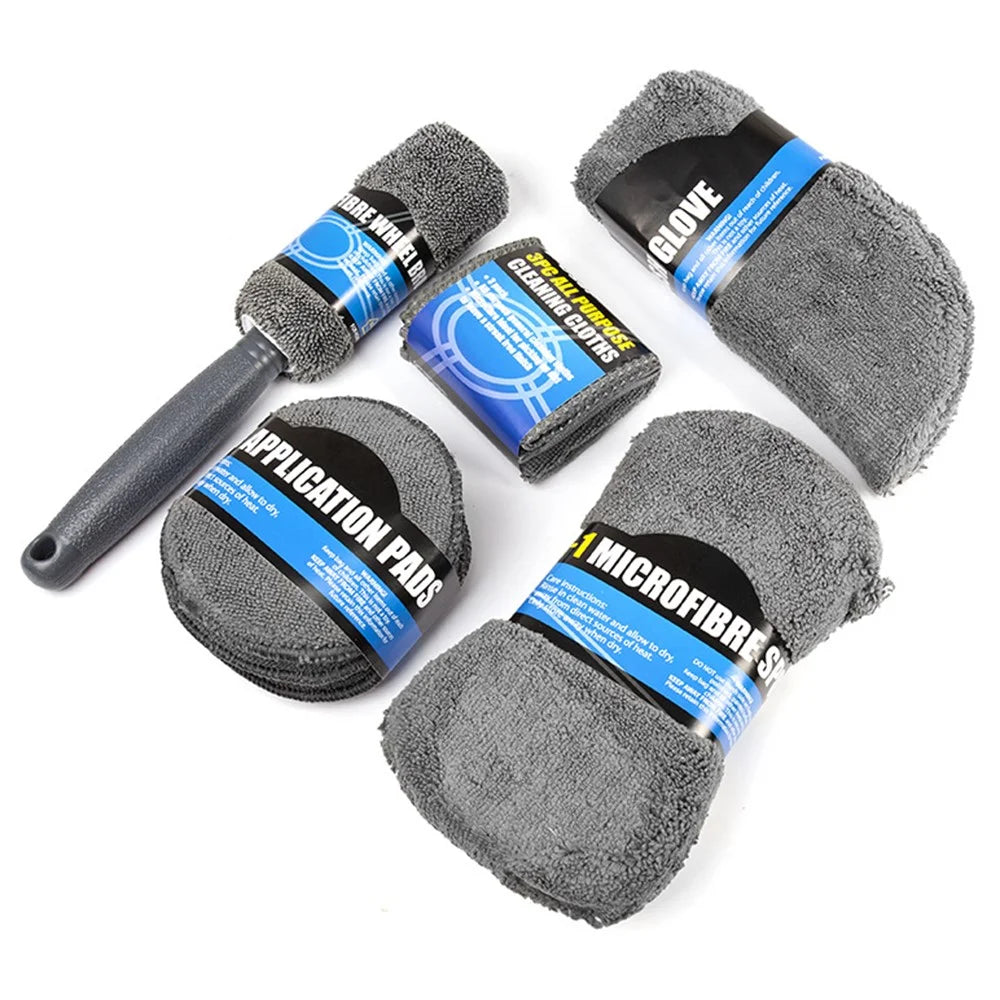 9Pcs / Set Car Cleaning Tools Sponge Microfiber Towel Brush Glove Car Washing Tools - 4