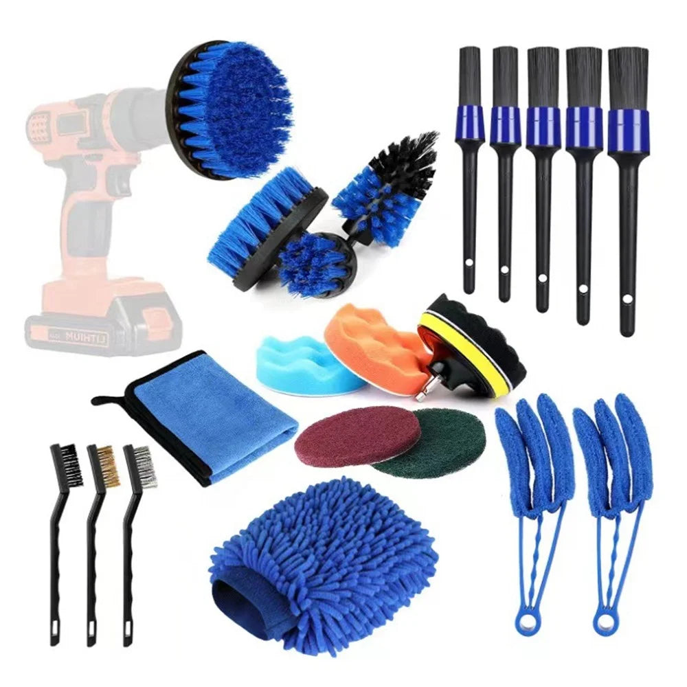 22Pcs / Set Car Cleaning Tools Kit Auto Detailing Brush Set for Cleaning Wheels, Dashboard, Interior, Exterior - 1