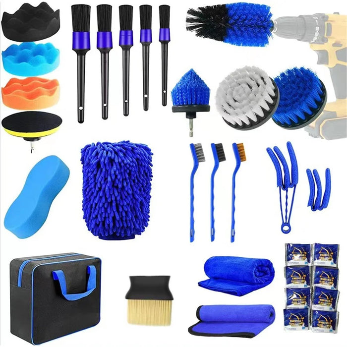 32Pcs / Set Car Cleaning Kit Car Interior Washing Tool Set Drill Brush Attachment Gifts for Cleaning Wheels, Interior, Exterior - 1