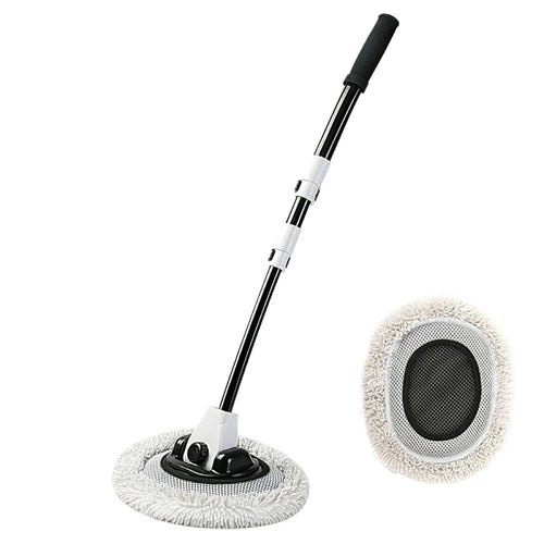 Curved Rod Telescopic Car Wash Chenille Brush Vehicle Washing Cleaning Mop with Replacement Brush Head - 1