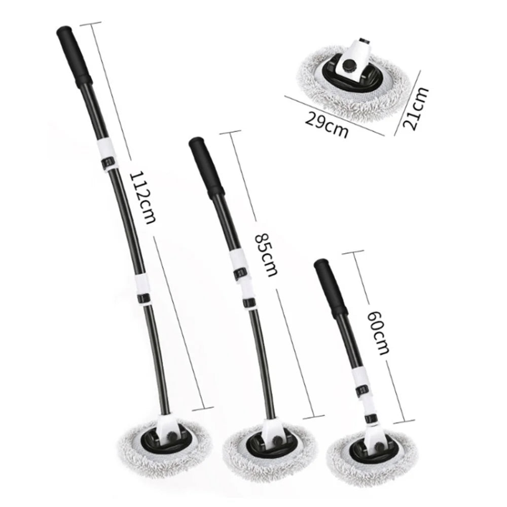 Curved Rod Telescopic Car Wash Chenille Brush Vehicle Washing Cleaning Mop with Replacement Brush Head - 6