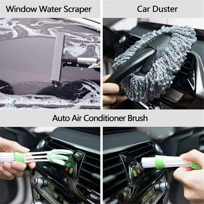 14Pcs / Set Car Cleaning Cloth Washing Mitten Duster Wheel Hub Brush Vehicle Detailing Brushes Kit - 4