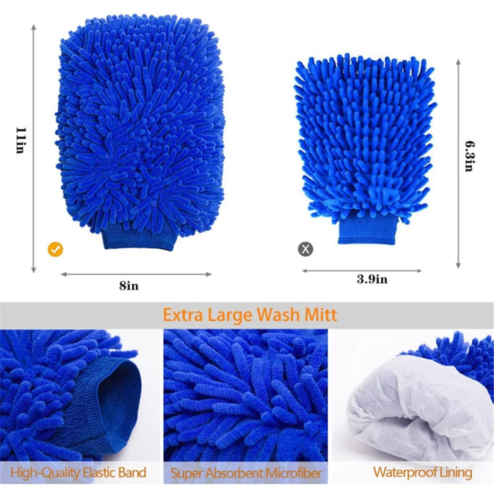 14Pcs / Set Car Cleaning Cloth Washing Mitten Duster Wheel Hub Brush Vehicle Detailing Brushes Kit - 7