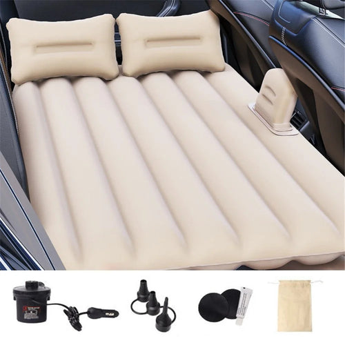 ZD-431 Air Inflation Bed SUV Truck Straight Stripe Sleeping Mat Car PVC Flocking Mattress - Beige - 1