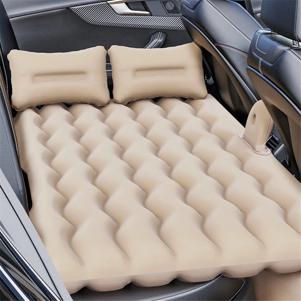 ZD-431 Air Inflation Bed SUV Truck Straight Stripe Sleeping Mat Car PVC Flocking Mattress - Beige - 2
