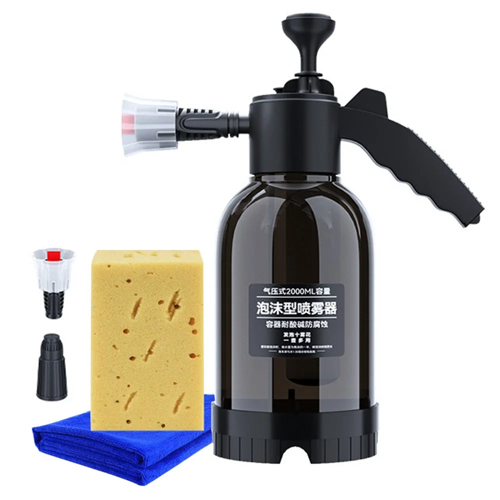 2L Foam Sprayer Car Wash Foam Watering Can Water Bottle Auto Cleaning Tool with Towel + Sponge - 1