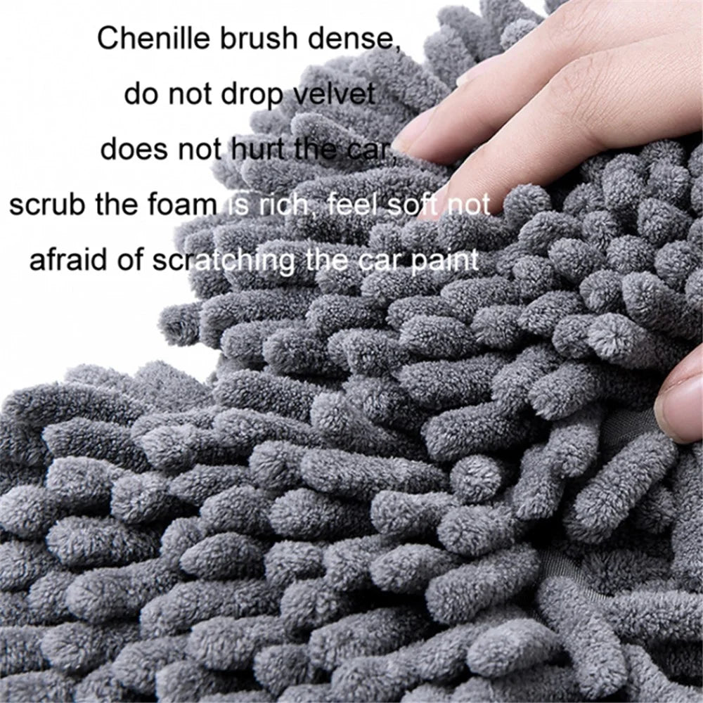 Dual Chenille Mop Head Telescopic Car Wash Mop 360 Degree Rotation Car Wash Brush - 3
