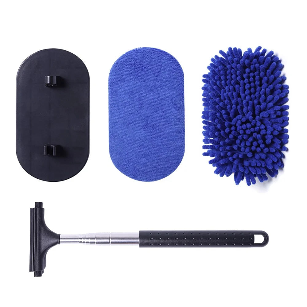 1297 3-in-1 Car Windshield Cleaning Wash Tool Interior Auto Glass Wiper with Extendable Handle Window Cleaner Brush - 1