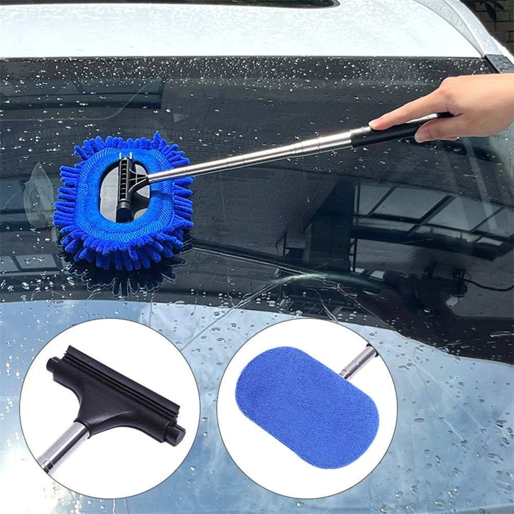 1297 3-in-1 Car Windshield Cleaning Wash Tool Interior Auto Glass Wiper with Extendable Handle Window Cleaner Brush - 2