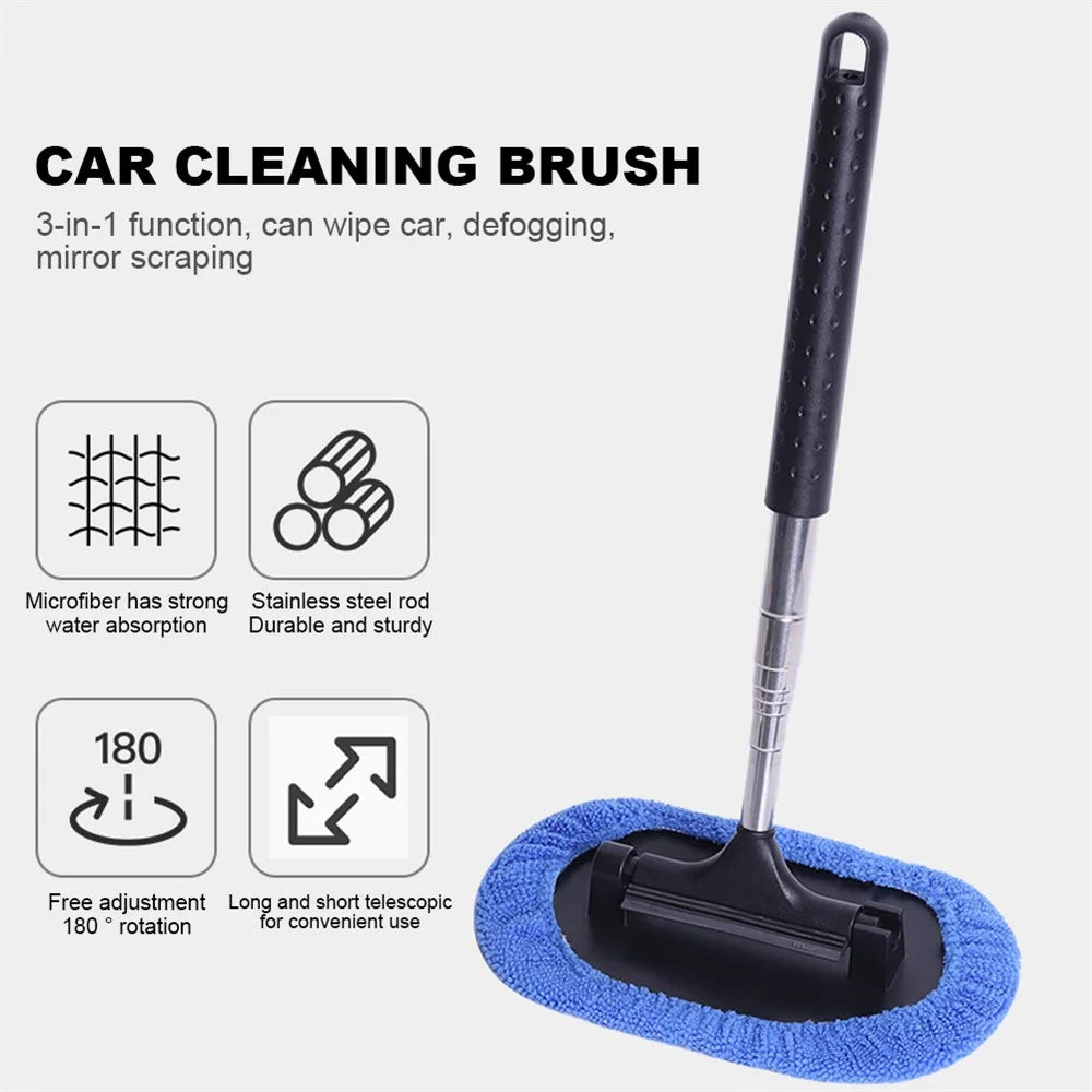 1297 3-in-1 Car Windshield Cleaning Wash Tool Interior Auto Glass Wiper with Extendable Handle Window Cleaner Brush - 6