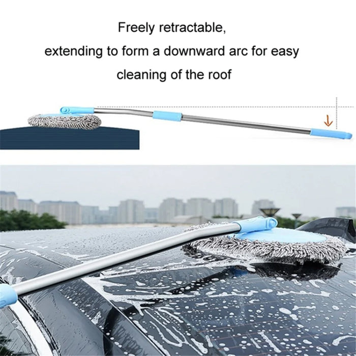 Telescopic Car Wash Brush Long Handle Wash Mop Chenille Car Cleaning Tool - 2