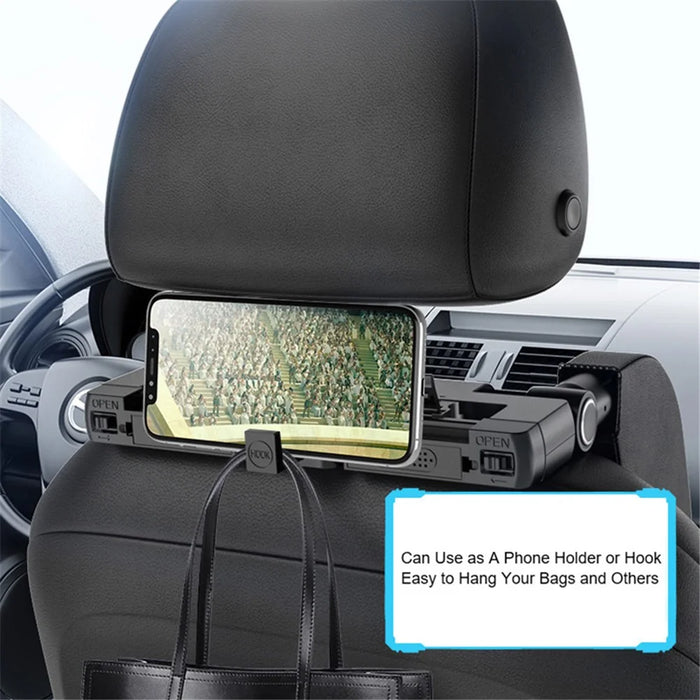 WAY TO GROW Memory Foam Car Headrest Pillow Sleeping Head and Neck Support with Phone Holder for Kids Adults Travel - Black - 6
