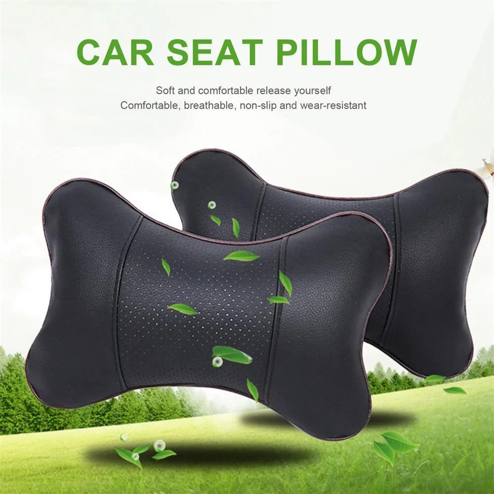 Comfortable Soft Breathable Car Head Neck Rest Cushion Car Pillow Car Neck Support Pillow Car Headrest Cushion Ergonomic Design for Relieving Neck Fatigue - Black - 2