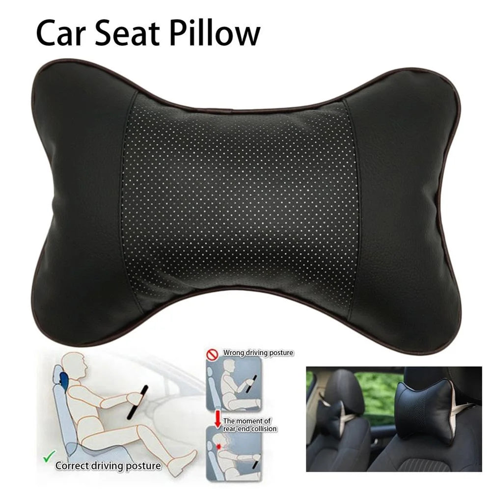 Comfortable Soft Breathable Car Head Neck Rest Cushion Car Pillow Car Neck Support Pillow Car Headrest Cushion Ergonomic Design for Relieving Neck Fatigue - Black - 3