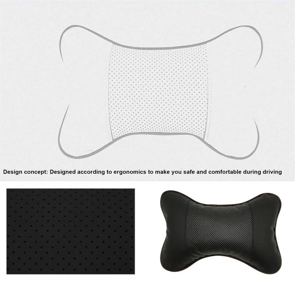 Comfortable Soft Breathable Car Head Neck Rest Cushion Car Pillow Car Neck Support Pillow Car Headrest Cushion Ergonomic Design for Relieving Neck Fatigue - Black - 4