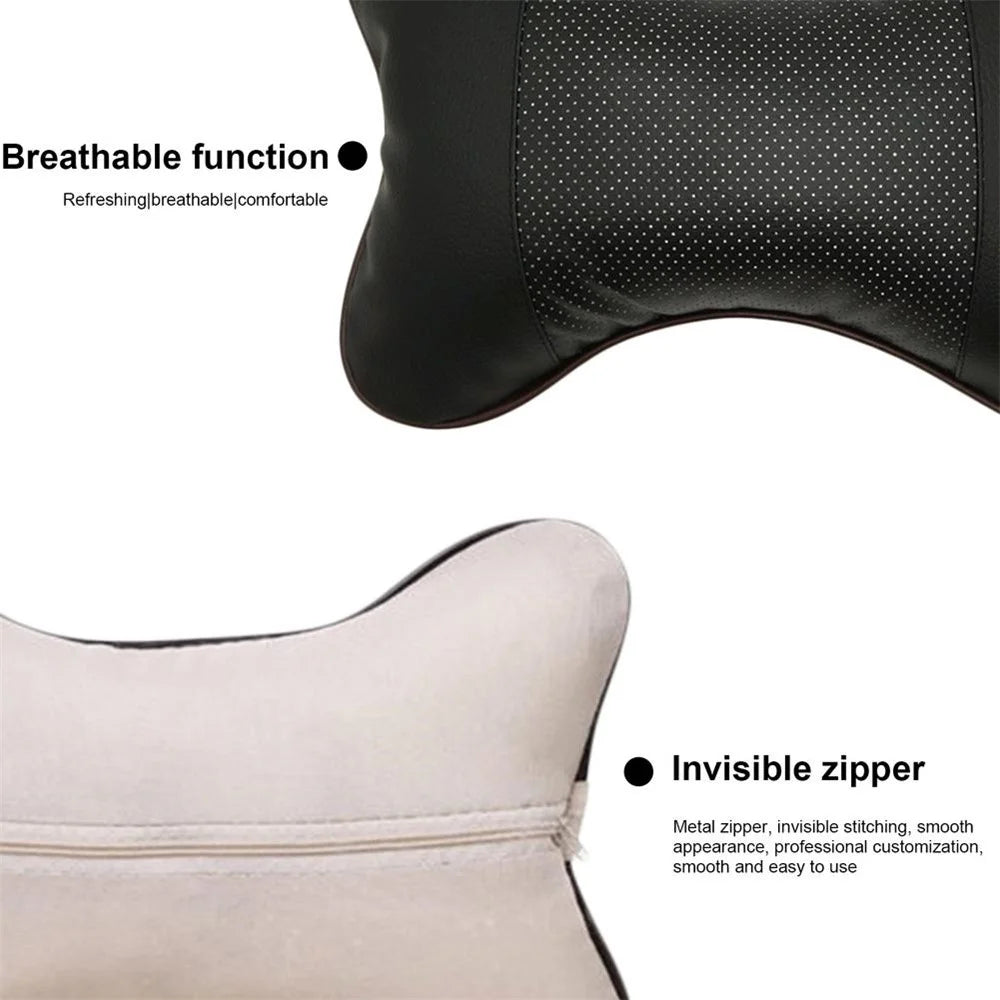 Comfortable Soft Breathable Car Head Neck Rest Cushion Car Pillow Car Neck Support Pillow Car Headrest Cushion Ergonomic Design for Relieving Neck Fatigue - Black - 5