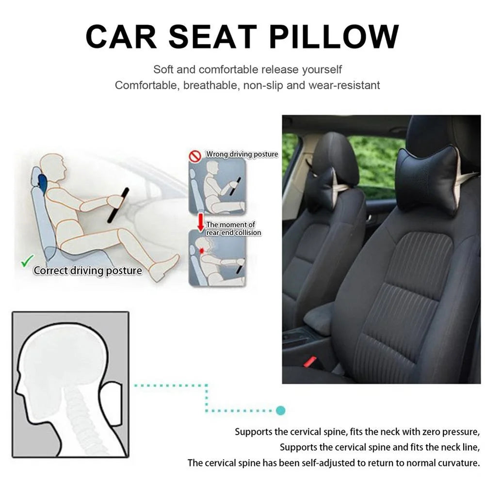 Comfortable Soft Breathable Car Head Neck Rest Cushion Car Pillow Car Neck Support Pillow Car Headrest Cushion Ergonomic Design for Relieving Neck Fatigue - Black - 6