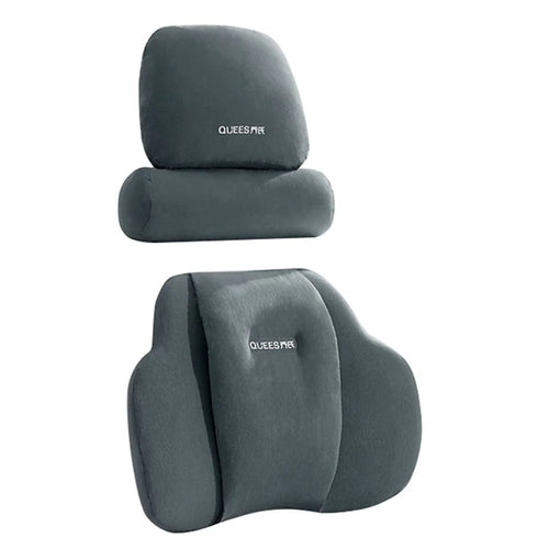 QUEES Car Neck Pillow Headrest Pillow Lumbar Support Waist Cushion Pad Auto Vehicle Supply - Grey - 1